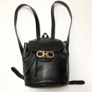 Vintage Salvatore Ferragamo Gancini Black Backpack